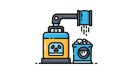Naklejka premium A cartoon illustration of a toxic waste disposal machine with a skull on it
