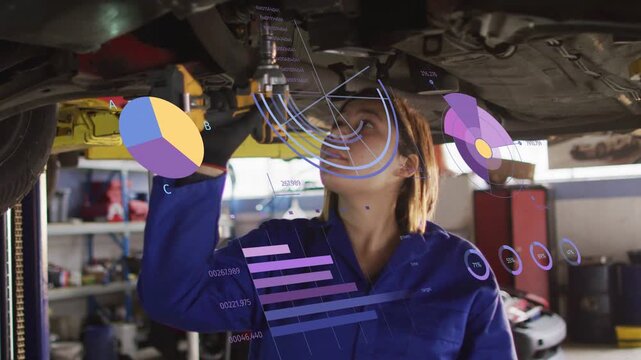 On AR overlay appearing, mechanic raising arms engaging driver, tightening bolt ensuring joint
