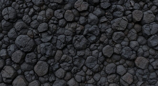 Dark gray hexagonal stone texture background with cracks