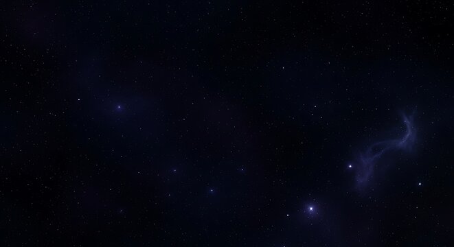 Deep space background with distant stars and a faint purple nebula