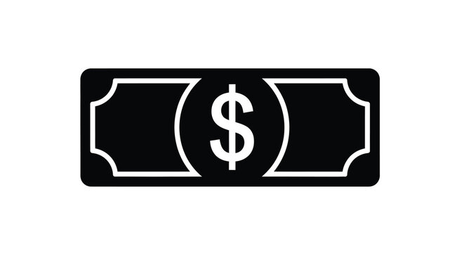 Dollar bill icon black and white flat design