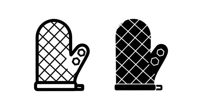 Oven mitt icon set, kitchen glove vector illustration, quilted potholder symbol for cooking and baking