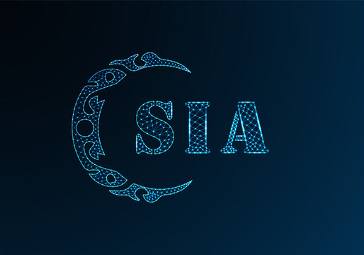Low poly letter logo SIA design. SIA letter logo low poly vector design on blue color gradient background. SIA logo low poly design