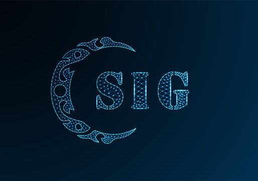 Low poly letter logo SIG design. SIG letter logo low poly vector design on blue color gradient background. SIG logo low poly design