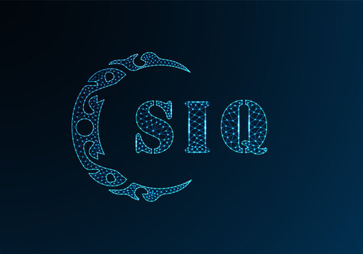 Low poly letter logo SIQ design. SIQ letter logo low poly vector design on blue color gradient background. SIQ logo low poly design