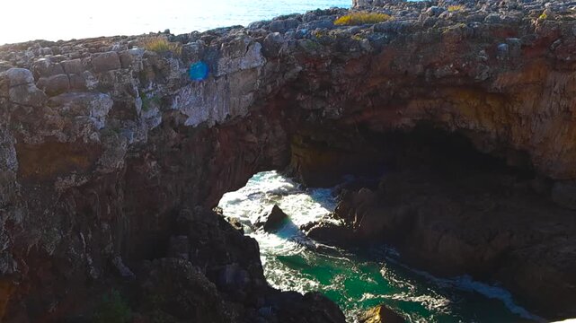 Famous Boca do Inferno Cliffs with Ocean Waves in Cascais, Portugal