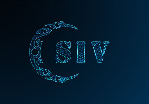 Low poly letter logo SIV design. SIV letter logo low poly vector design on blue color gradient background. SIV logo low poly design