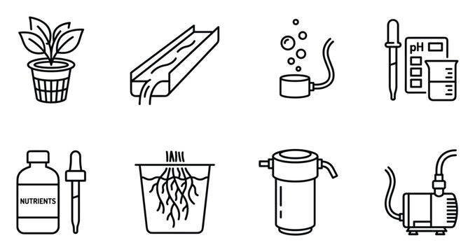 Curing jar laboratory testing vial hydroponics nutrient solution ph testing and water pump.