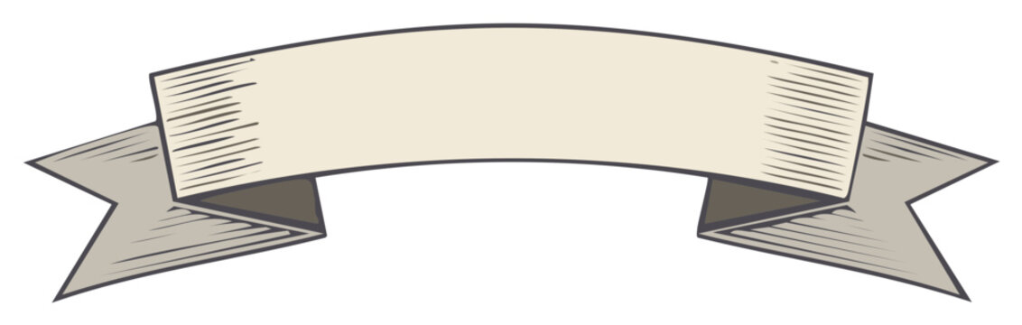 Vintage banner ribbon with copy space for text or design elements, sketch style