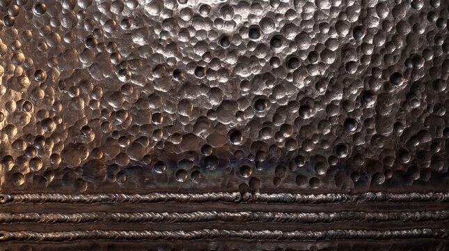 hammered steel texture background industrial metal surface dimpled gunmetal plate weld bead lines raw metal pattern specular highlights abstract backdrop copy space 4K