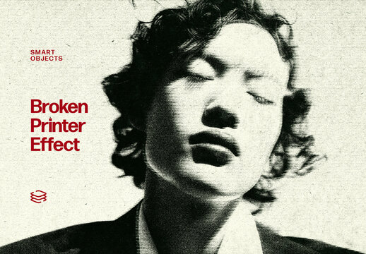 Broken Printer Photo Effect &ndash; Halftone for Album Cover & Social Media (PSD)