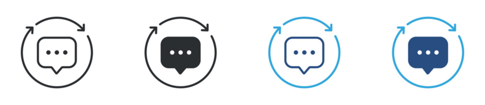 feedback loop icon set. customer response symbol. user feedback, review cycle, communication process concept. vector illustration.