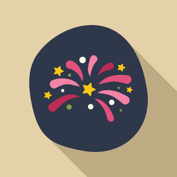 Fireworks exploding creating a festive atmosphere for celebration and special events with long shadow
