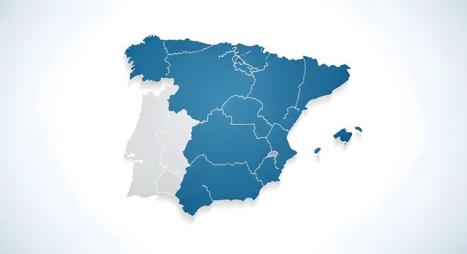 Map Of Spain And Portugal Showing Detailed Borders And Geographic Divisions
