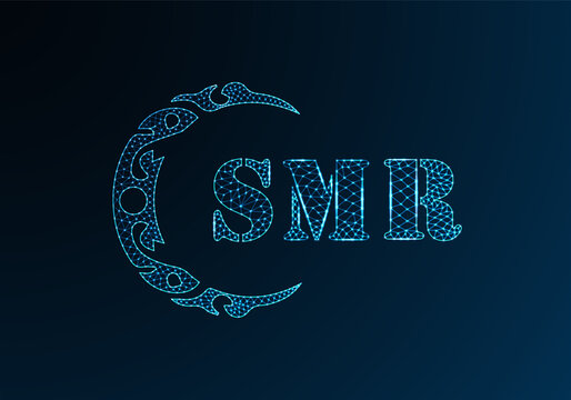 Low poly letter logo SMR design. SMR letter logo low poly vector design on blue color gradient background. SMR logo low poly design