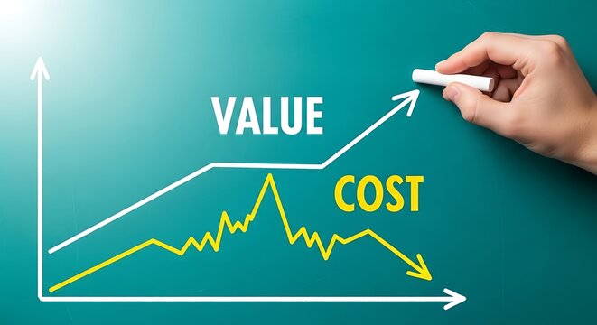 Business growth strategy with rising value and decreasing cost