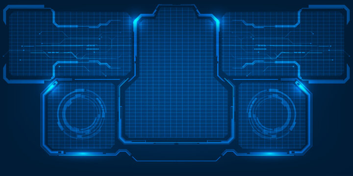 Futuristic frame,screen,panels,border and windows for head up display or dashboard control and technology background.Future sci fi tech style design concepts.Vector illustrations.