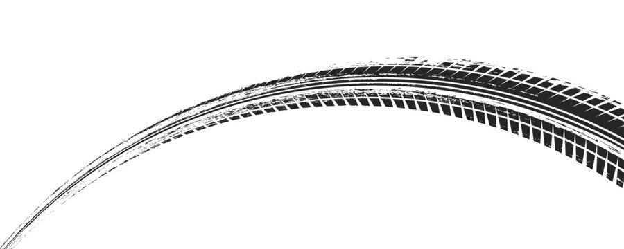 Tire track. Tyre mark of car, bike, motorcycle with grunge effect on white background.vector Eps10.