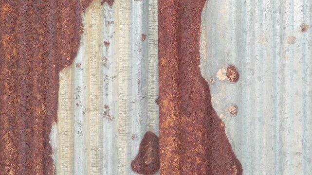 wall of rusty corrugated iron sheets