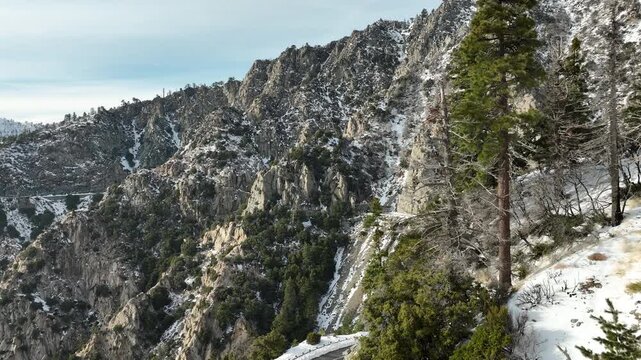 Mount Williamson Aerial Shot Winter Snow Forward Reveal California USA