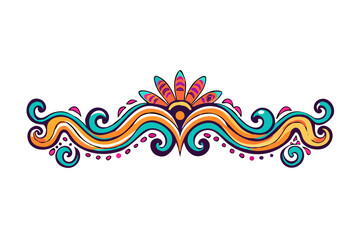 Obraz premium Vibrant Rainbow Floral Scroll Divider Illustration - Elegant Ornament Border Decoration