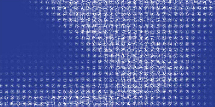 Dark blue abstract presentation background with white pixel border and blank center.