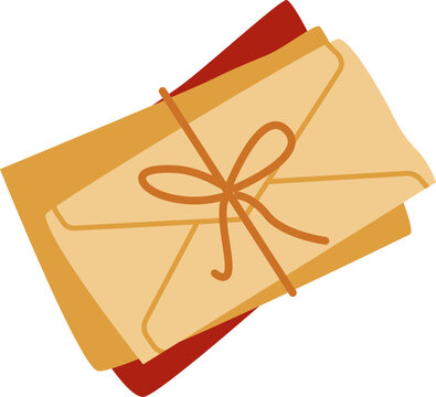 Vintage Envelope Stack with String Bow Illustration