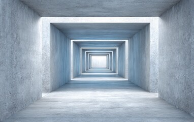 Fototapeta premium Series of Intersecting Concrete Ribs Forming a Tunnellike Space Perspective