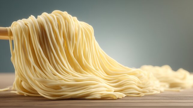 Elegant Flow of Noodles Served in an Artistic S-Curve Arrangement