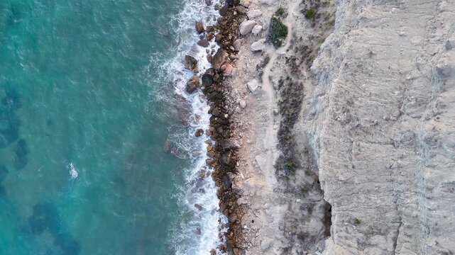 coastline coast drone cliff plan texture aerial top view rock sea water wave border frontier - Calpe, Spain - 2025