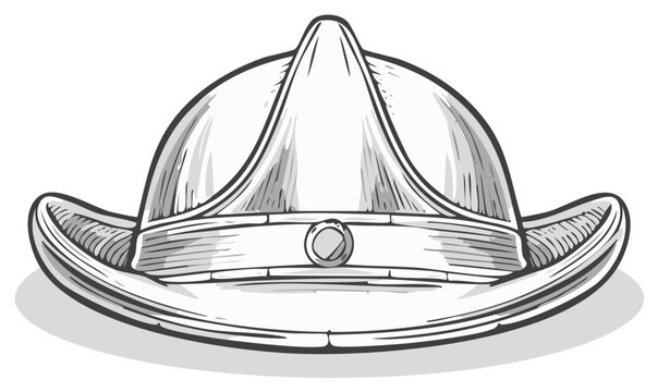 Monochrome illustration of conquistador morion helmet with brim and detail for historical reenactment concepts