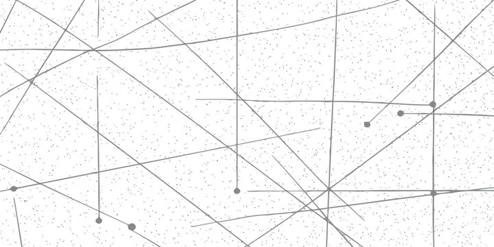 Abstract technical drawing with intersecting lines and dots on grainy texture background
