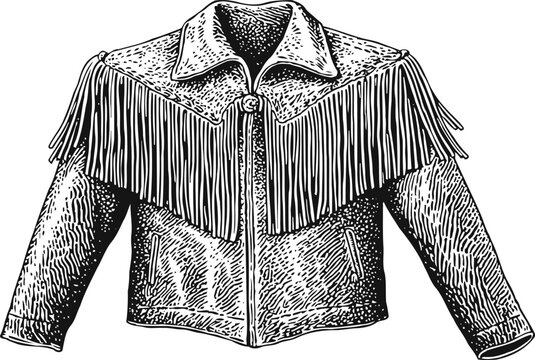 Vintage leather jacket with fringe detailing, western outerwear, retro fashion garment