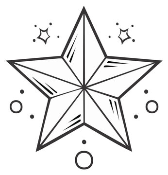 Outline star illustration with sparkles and circles graphic element