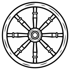 Obraz premium Detailed Black and White Wagon Wheel Illustration Simple Design Image