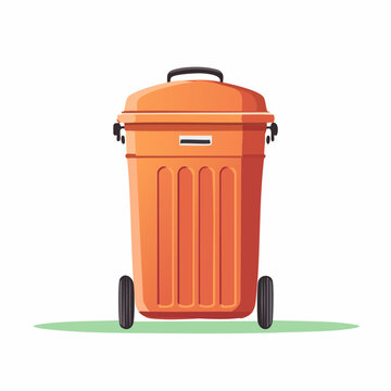 Orange Wheeled Trash Can