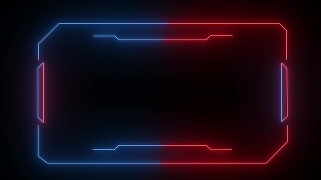 Abstract blue red glowing line wave background with digital heartbeat frame and technology design 4k video