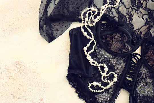 image of black lace lingerie corset
