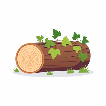 Illustration of a fallen log with ivy and grass