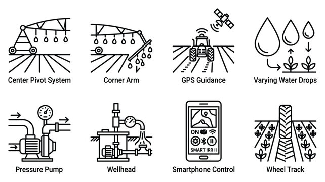 Smart irrigation system for precision watering and crop management technology.