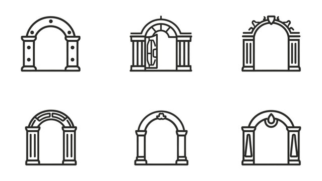Architectural Archways: A collection of meticulously crafted archway designs, showcasing intricate architectural elements and forms in this elegant illustration.