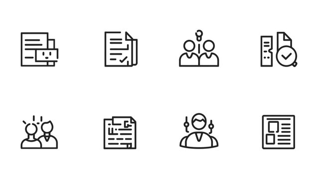 Document Icon Set: A series of sleek, minimalist icons capturing the essence of various documents, representing contracts, forms, approvals, and collaboration.