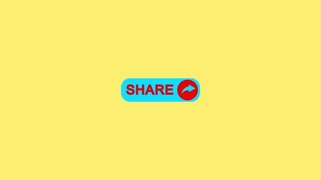 share button animation for a video channel. share text reveal animation, social media. Flat Design share. share icon Animation, 4k share Push Buttons for YouTube.