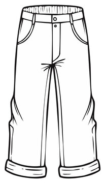 Line Art Bermuda Shorts Outline of Clothing Icon Vector Drawing of Apparel Design Fashion Item