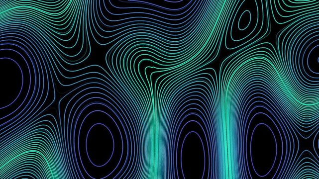 Neon contour lines glowing abstract topographic seamless loop background vibrant gradient luminous digital terrain waveform flowing dynamic futuristic pattern energy colorful motion surface elevation 