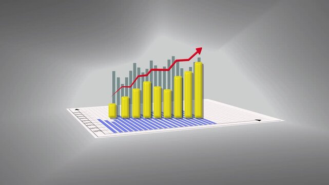 3D bar chart visualization features color-coded data segments on a grid. Ideal for detailed data analysis and business reports. Present your data with this 3D bar chart.