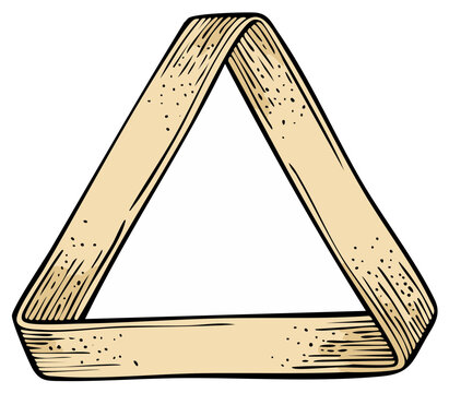 Abstract illustration of a Moebius triangle shape, beige color