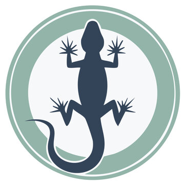 Lizard Silhouette Vector Image in Circle Icon Shape Simple Graphic Design