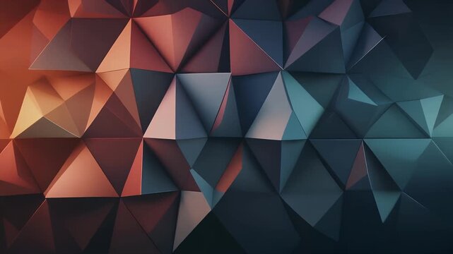 Close-Up of Tessellating Triangles Morphing in Size and Color Slowly &ndash; Gradient Dark Background for Minimal Abstract Cinematic Visual Design