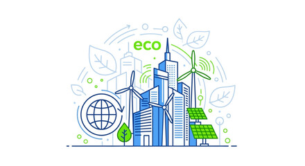 Obraz premium Eco friendly city with renewable energy.